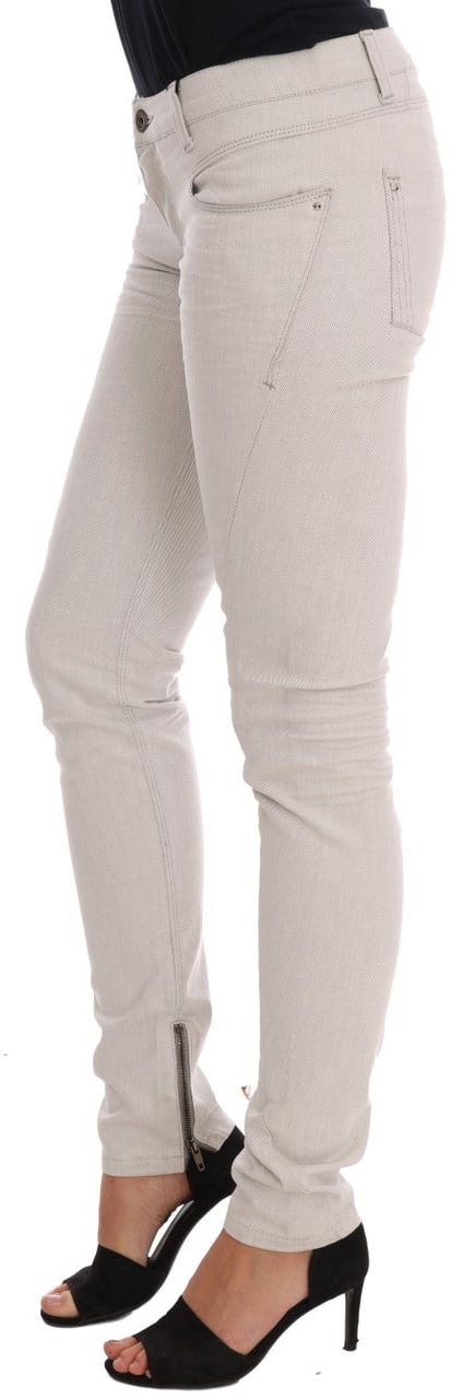 Costume National White Cotton Stretch Slim Jeans Wit
