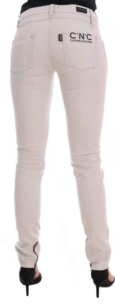 Costume National White Cotton Stretch Slim Jeans Wit