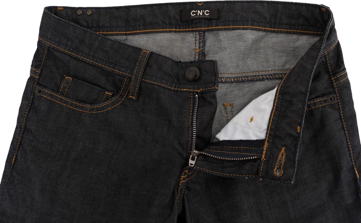 Costume National Dark Blue Cotton Classic Fit Jeans Blauw