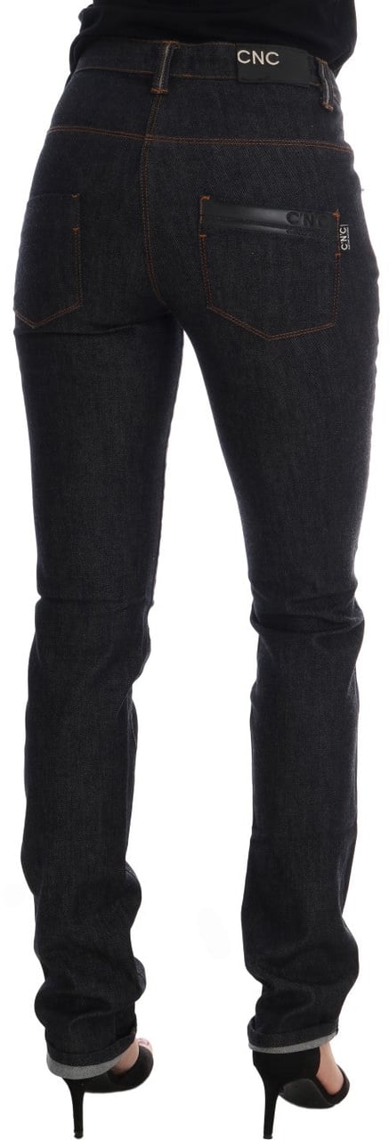 Costume National Blue Cotton Stretch Slim Fit Jeans Blauw