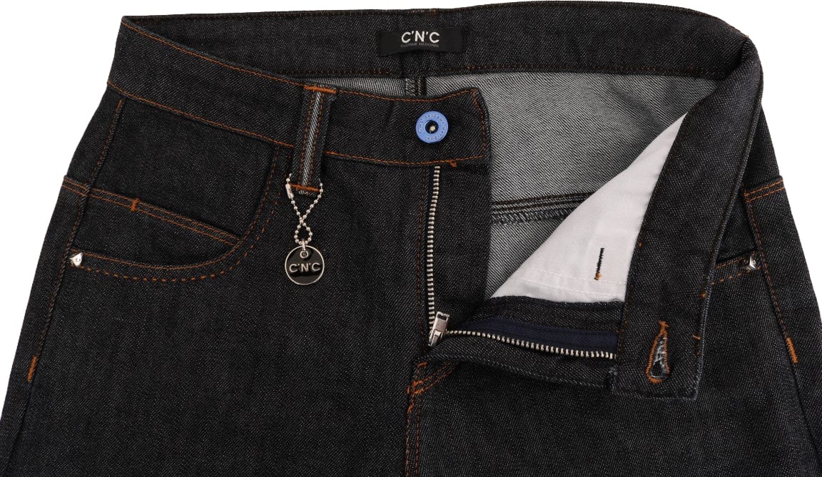 Costume National Blue Cotton Stretch Slim Fit Jeans Blauw