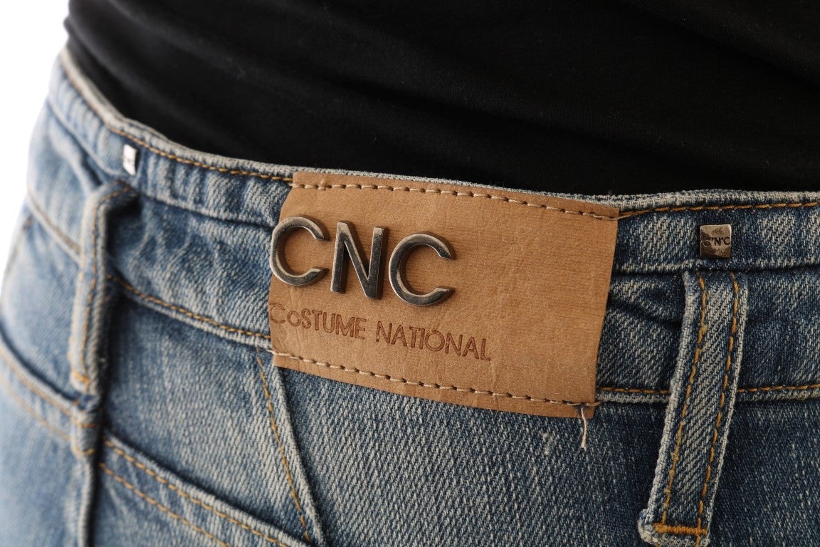 Costume National Blue Cotton Stretch Denim Jeans Blauw