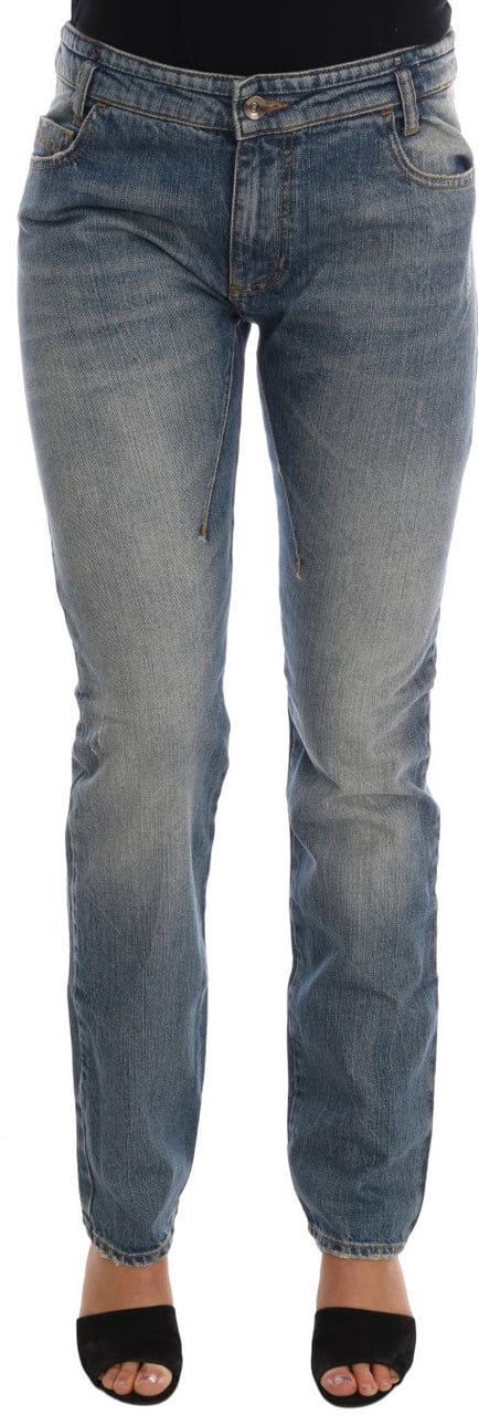 Costume National Blue Cotton Stretch Denim Jeans Blauw