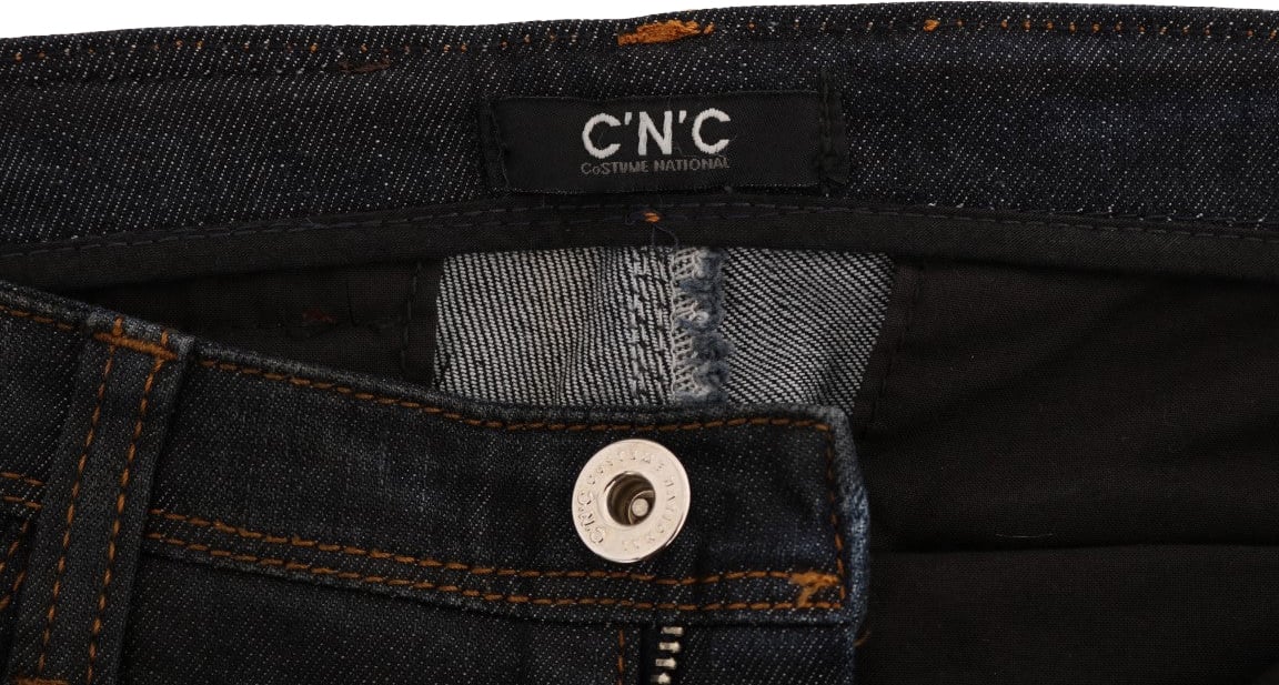 Costume National Dark Blue Cotton Slim Fit Jeans Blauw