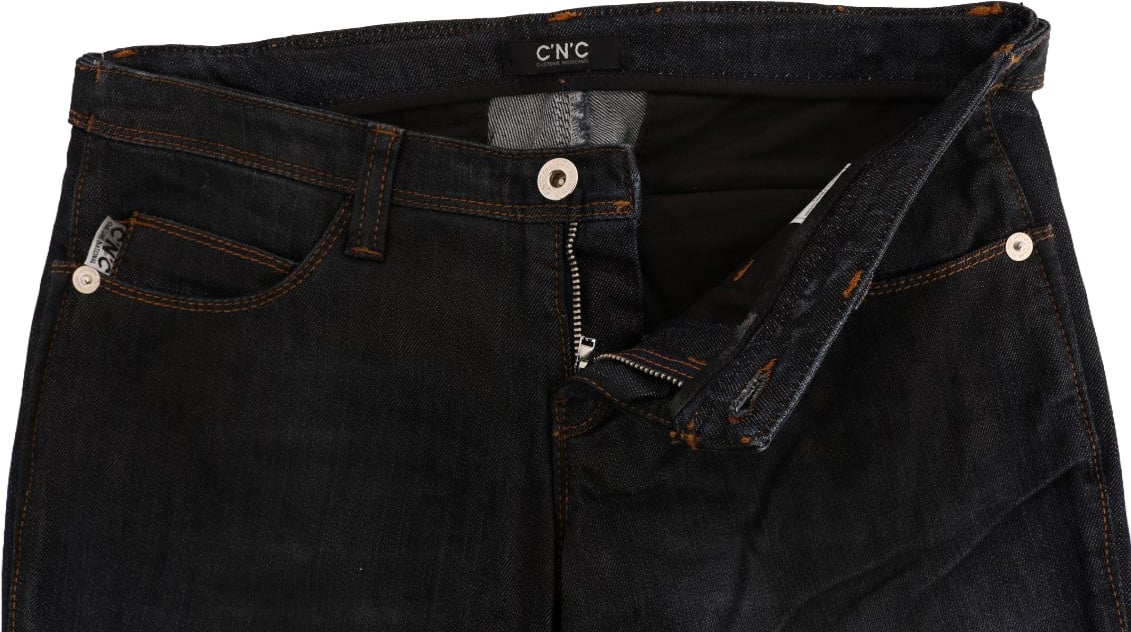 Costume National Dark Blue Cotton Slim Fit Jeans Blauw