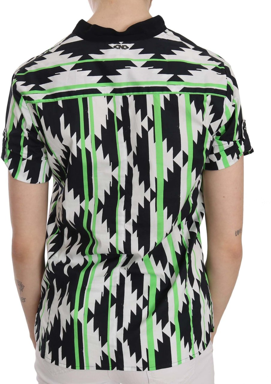 Costume National Multi Color Plunging Top Blouse Divers