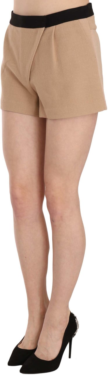 Costume National Shorts Beige Cotton Mid Waist Mini Short Beige