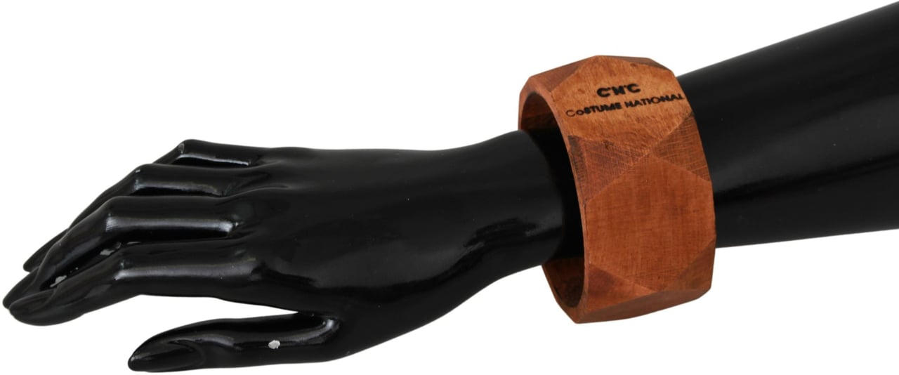 Costume National Brown Wooden Branded Bracelet Bruin
