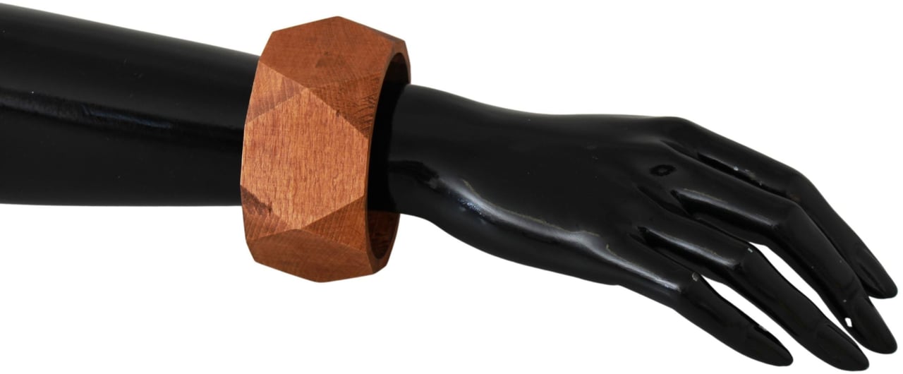 Costume National Brown Wooden Branded Bracelet Bruin