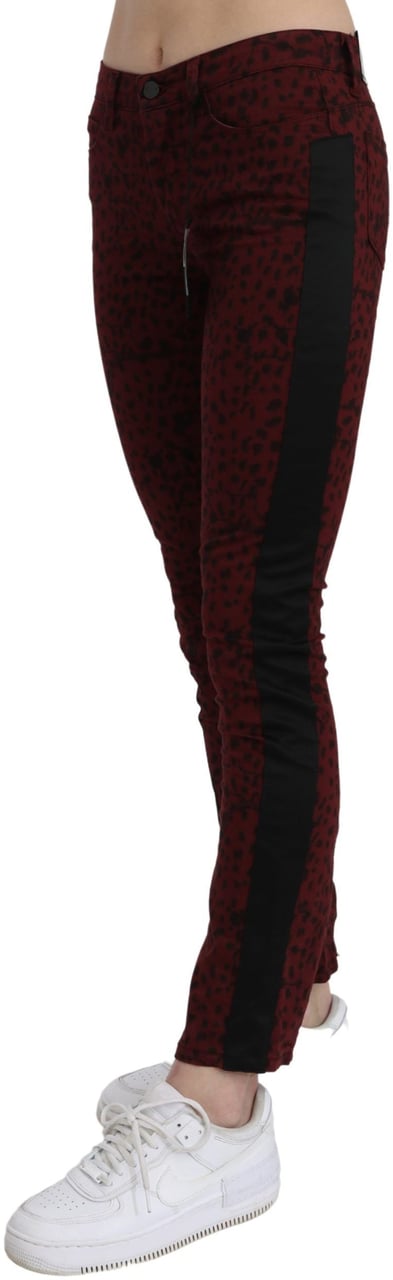 Costume National Dark Red Mid Waist Slim Fit Cotton Jeans Rood