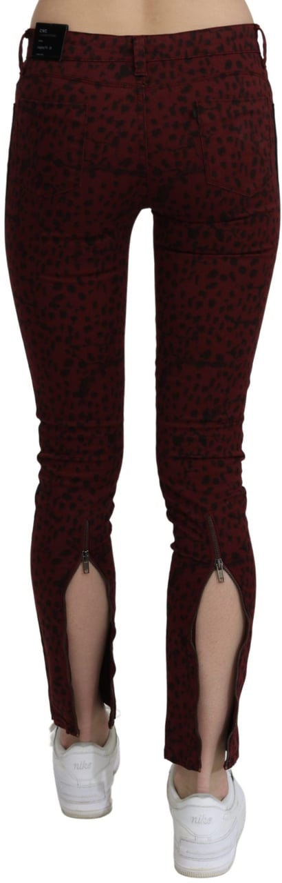Costume National Dark Red Mid Waist Slim Fit Cotton Jeans Rood