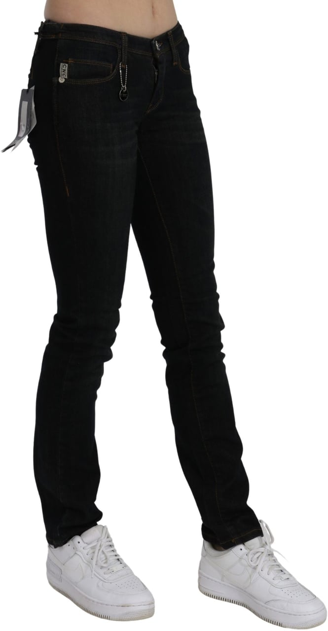 Costume National Black Mid Waist Skinny Denim Cotton Jeans Zwart