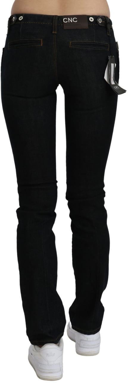 Costume National Black Mid Waist Skinny Denim Cotton Jeans Zwart