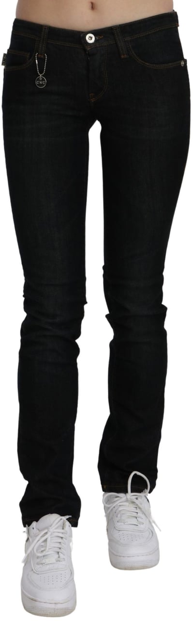 Costume National Black Mid Waist Skinny Denim Cotton Jeans Zwart