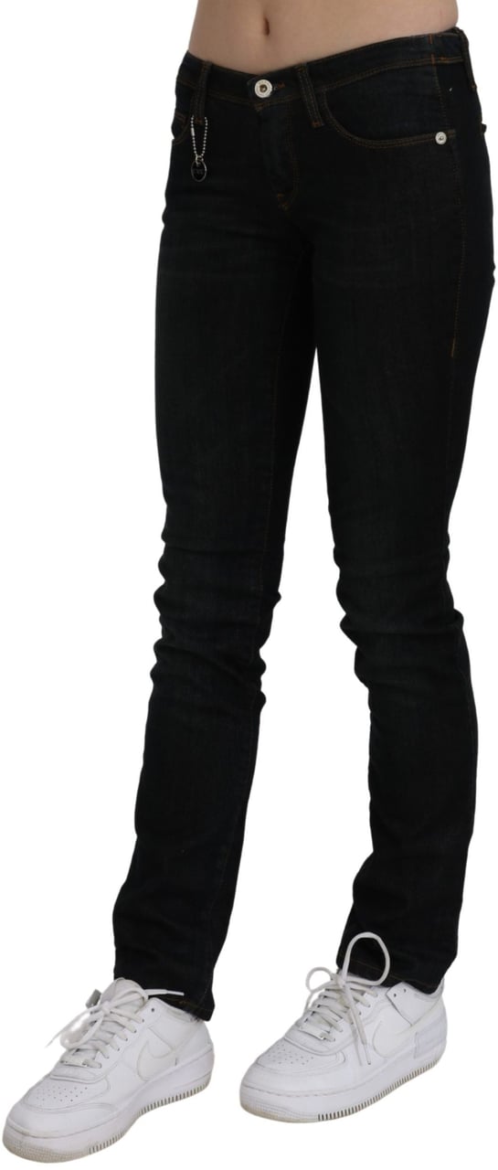 Costume National Black Mid Waist Skinny Denim Cotton Jeans Zwart