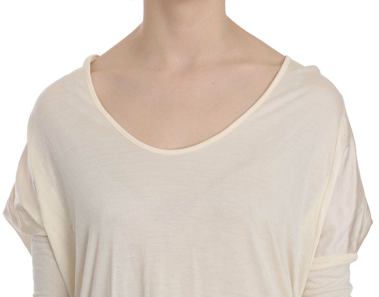 Costume National Cream Round Neck Knee Length Dress Beige