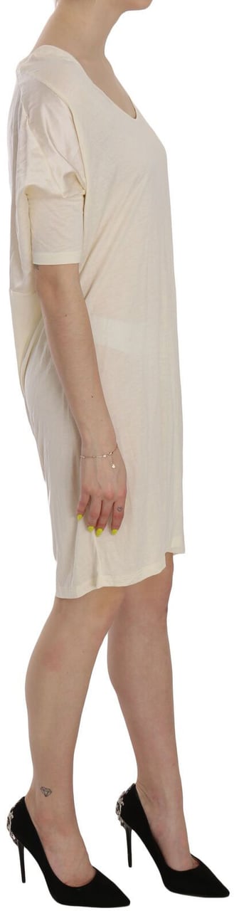 Costume National Cream Round Neck Knee Length Dress Beige