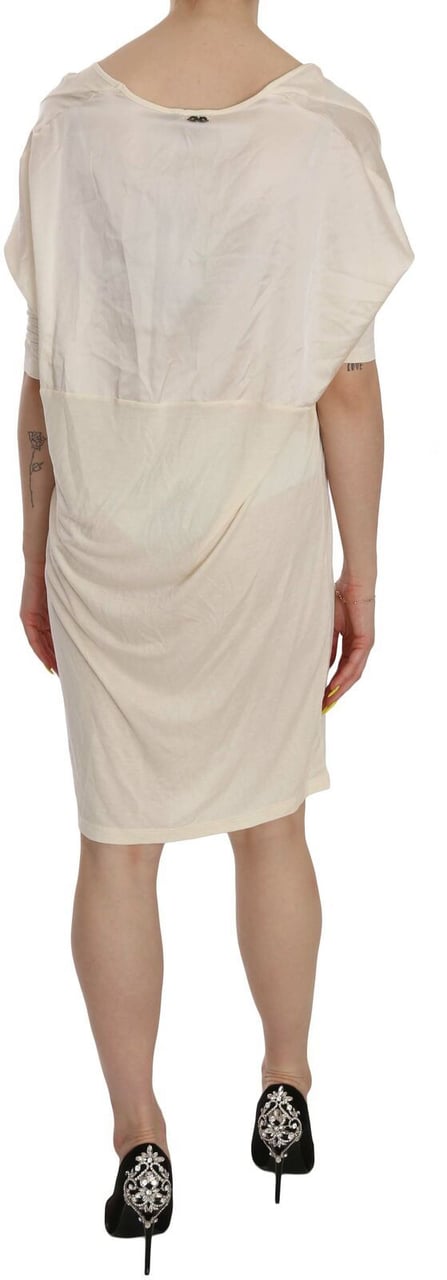 Costume National Cream Round Neck Knee Length Dress Beige