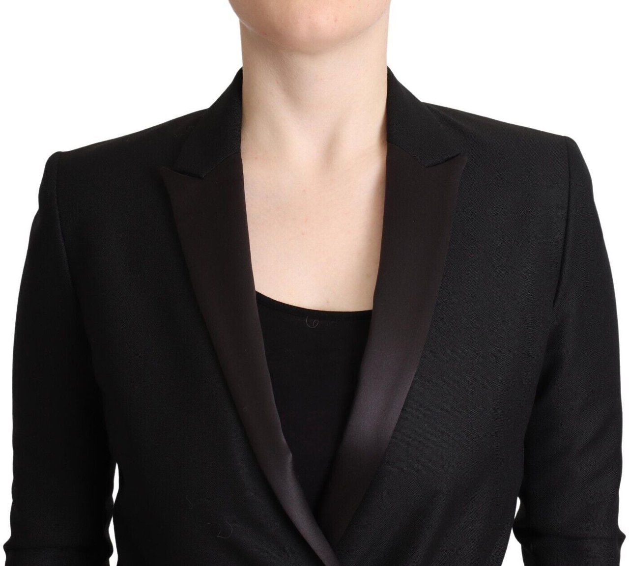 Costume National Black Long Sleeves Double Breasted Jacket Zwart