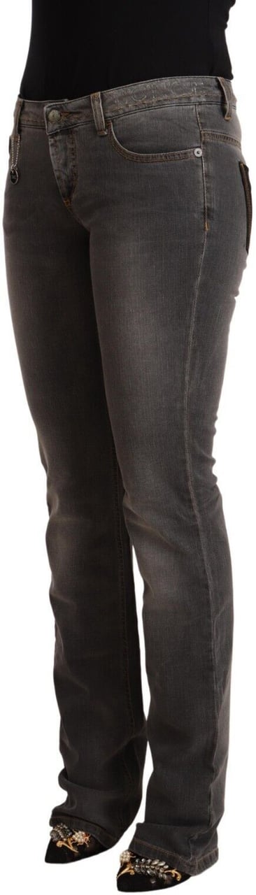 Costume National Gray Washed Low Waist Straight Denim Jeans Grijs