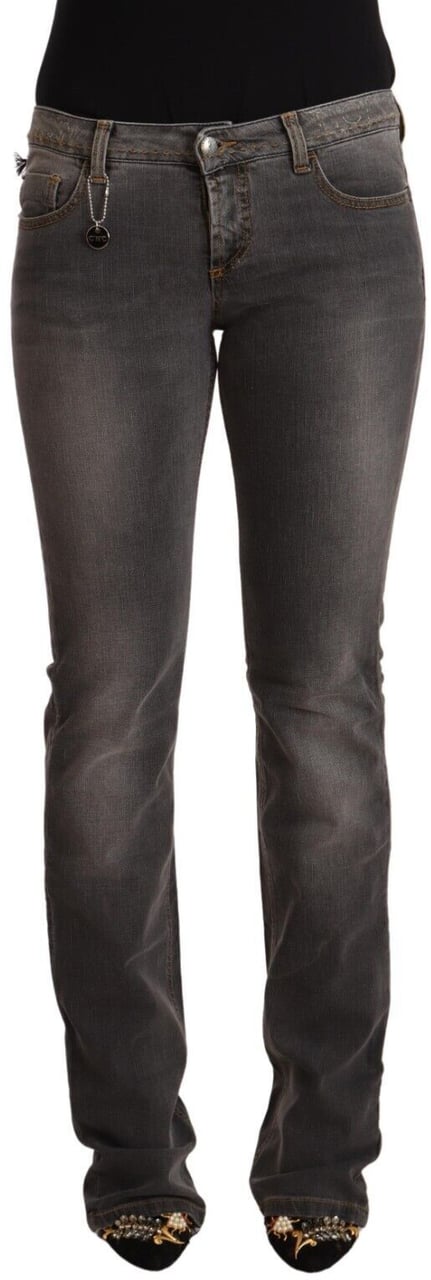 Costume National Gray Washed Low Waist Straight Denim Jeans Grijs