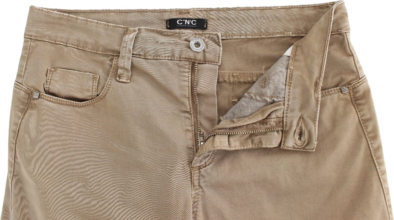 Costume National Beige Straight Leg Denim Pants Stretch Jeans Beige