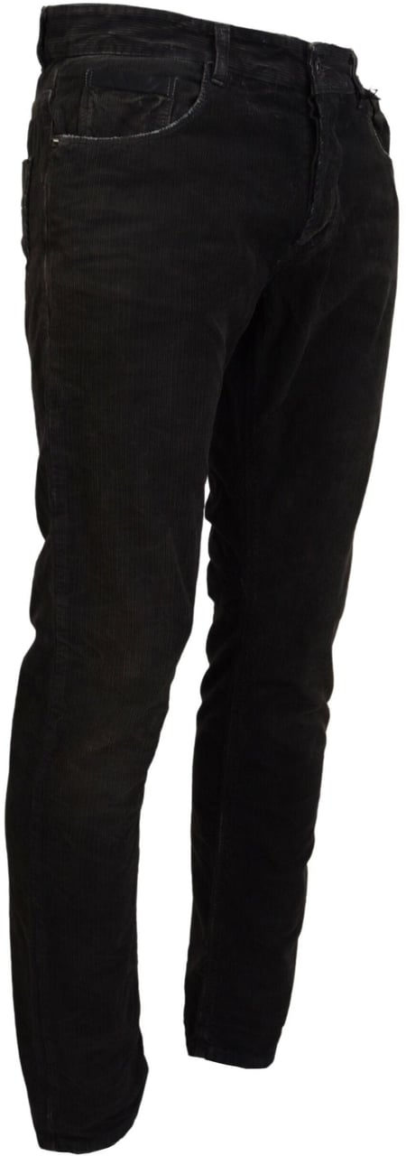 Costume National Gray Cotton Corduroy Men Casual Jeans Grijs