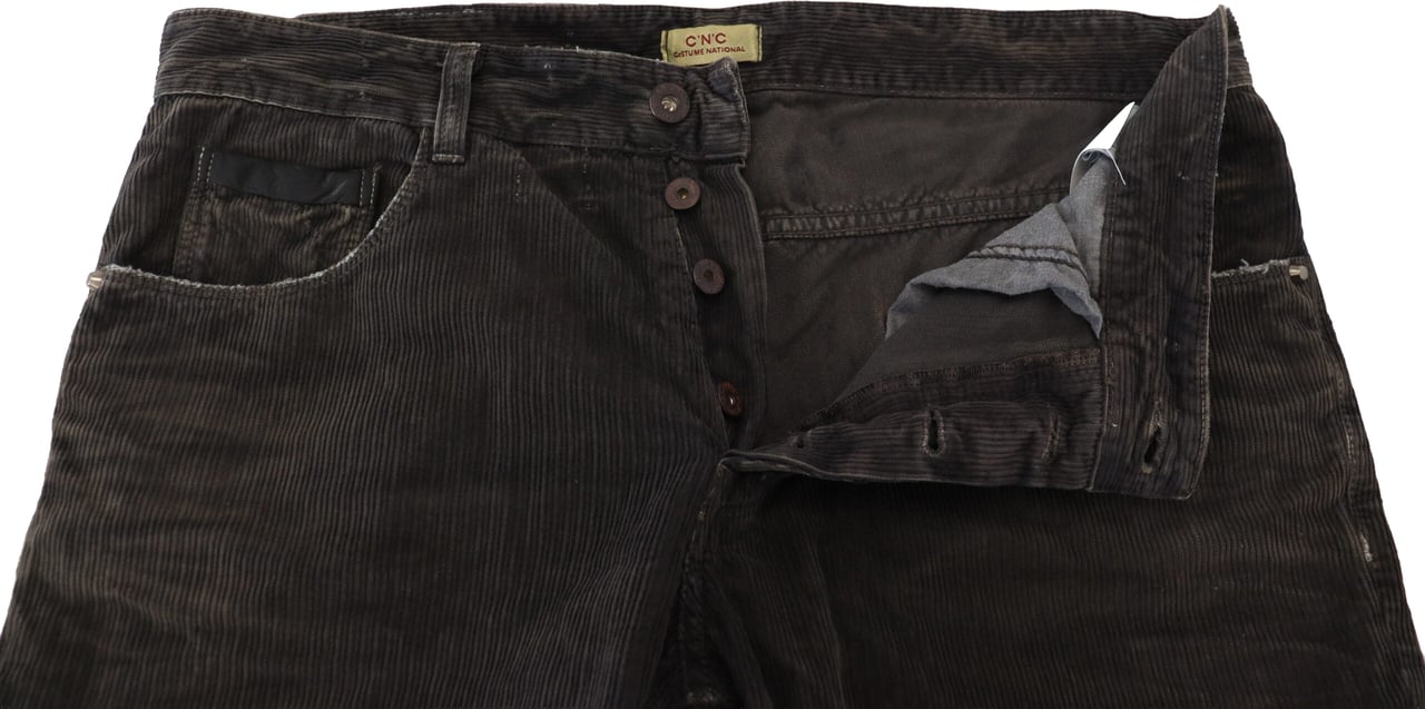 Costume National Gray Cotton Corduroy Men Casual Jeans Grijs