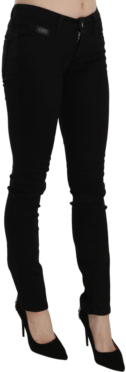 Costume National Black Sequined Mid Waist Slim Fit Denim Jeans Zwart