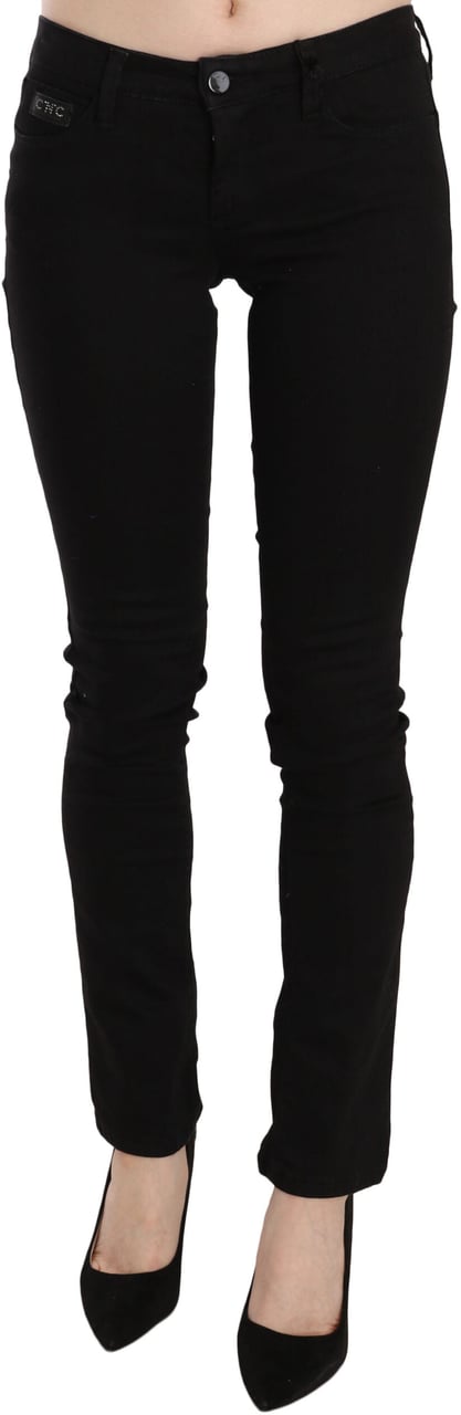 Costume National Black Sequined Mid Waist Slim Fit Denim Jeans Zwart