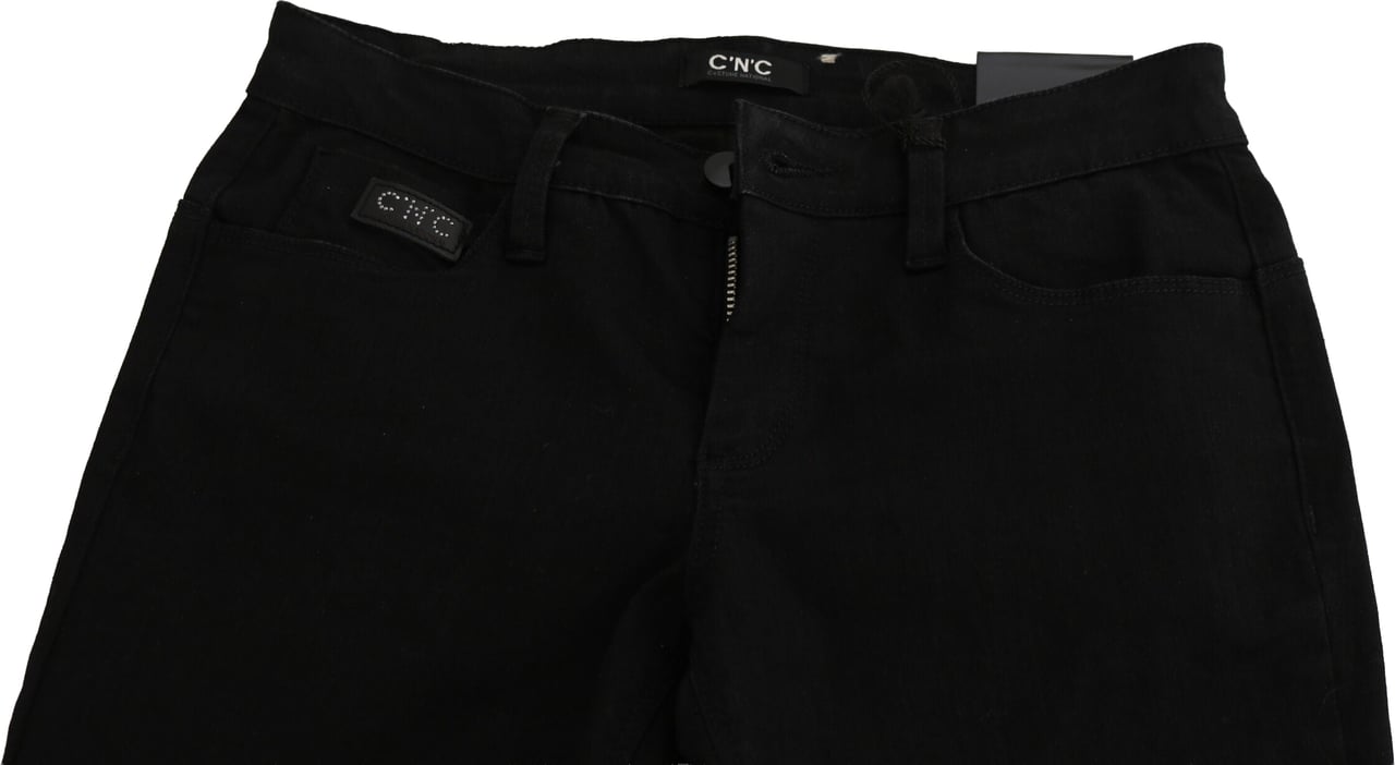 Costume National Black Sequined Mid Waist Slim Fit Denim Jeans Zwart