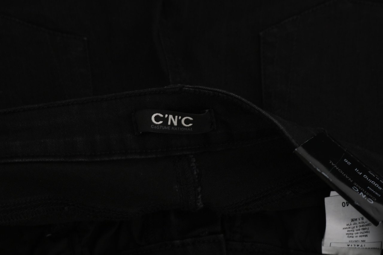 Costume National Black Embellished Mid Waist Skinny Denim Jeans Zwart