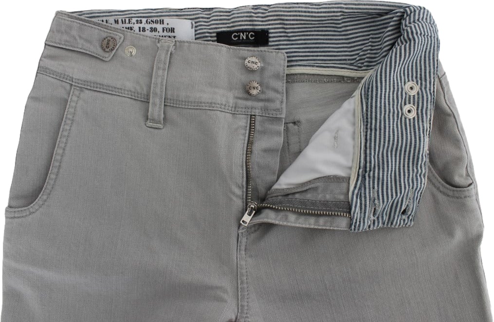 Costume National Pants Gray Cotton Blend Super Slim Fit Jeans Grijs