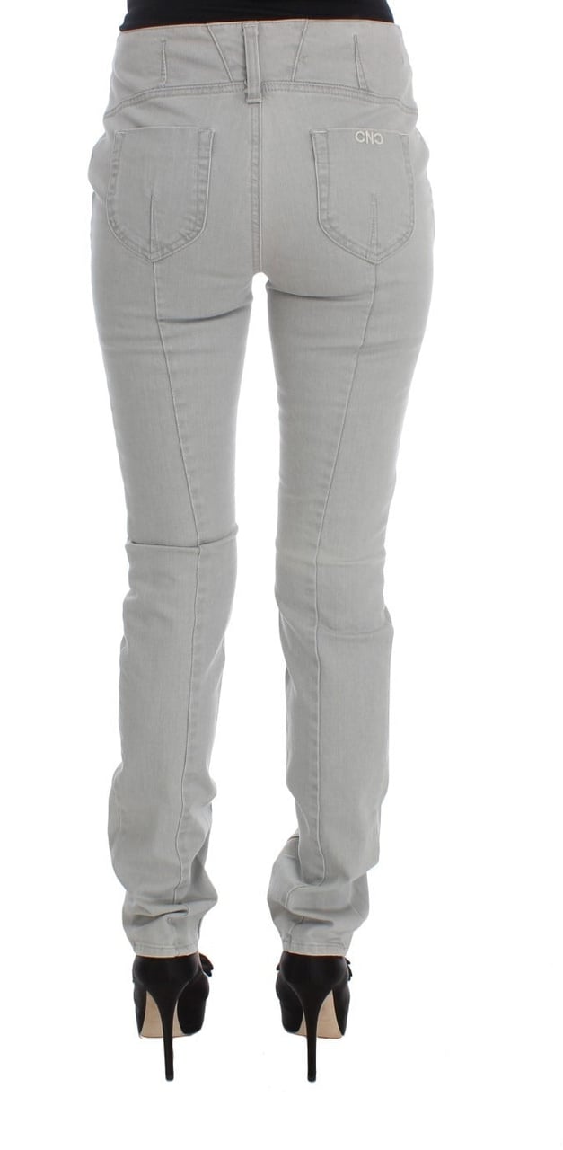 Costume National Pants Gray Cotton Blend Super Slim Fit Jeans Grijs