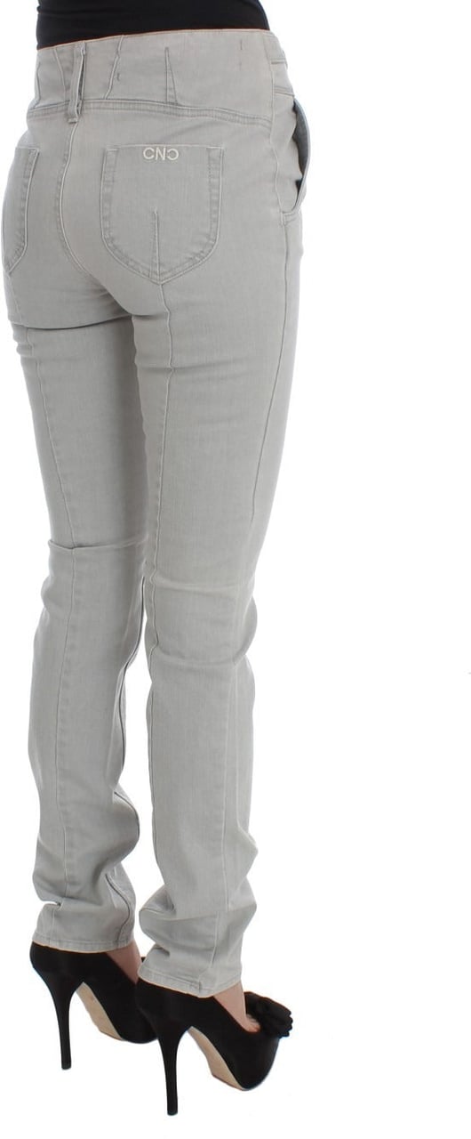 Costume National Pants Gray Cotton Blend Super Slim Fit Jeans Grijs
