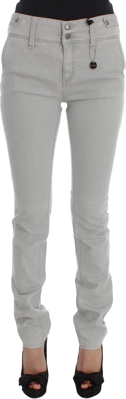 Costume National Pants Gray Cotton Blend Super Slim Fit Jeans Grijs