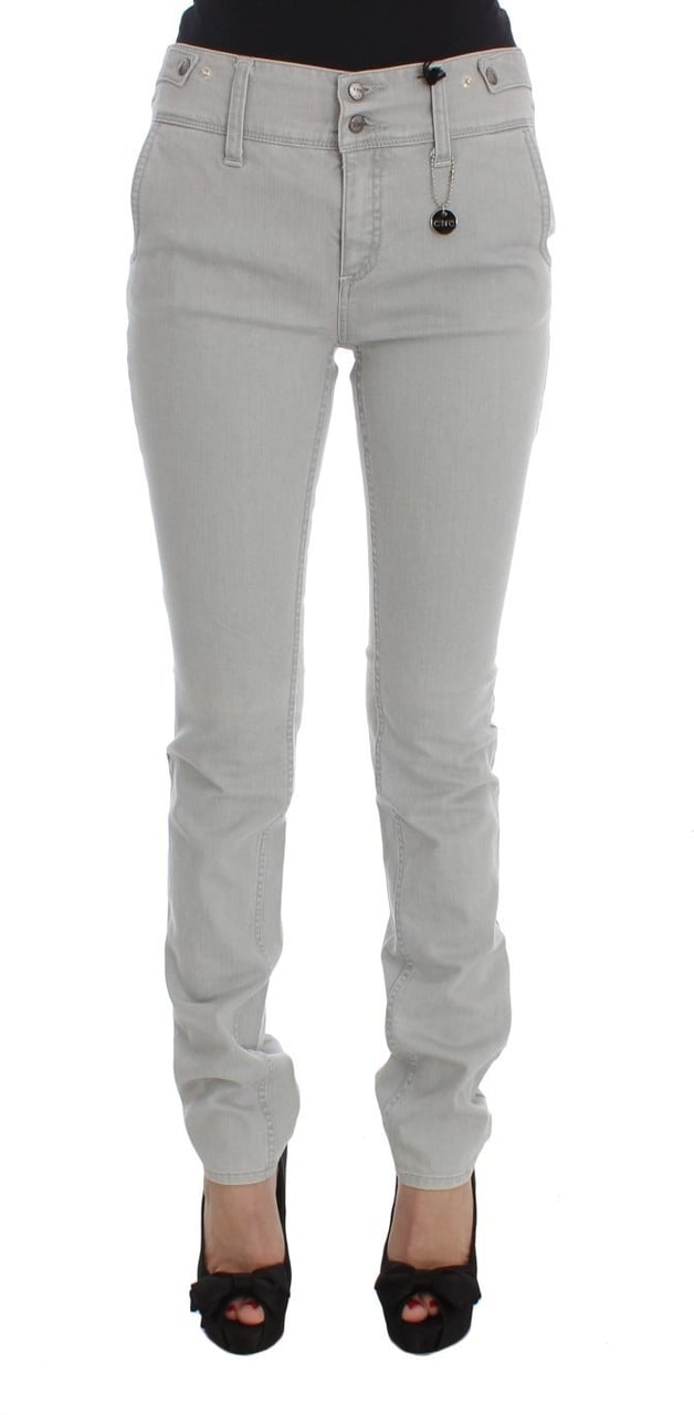 Costume National Pants Gray Cotton Blend Super Slim Fit Jeans Grijs