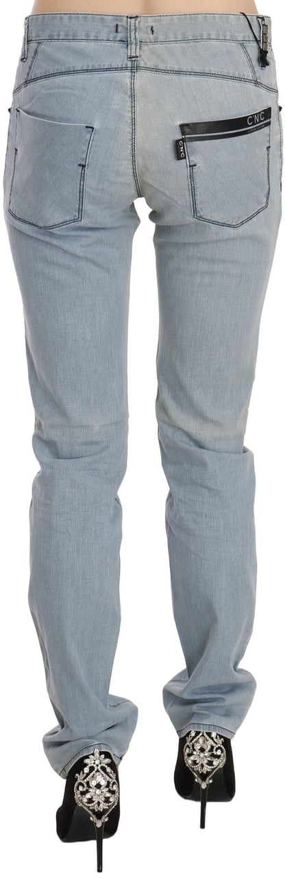 Costume National Light Blue Mid Waist Skinny Denim Jeans Blauw