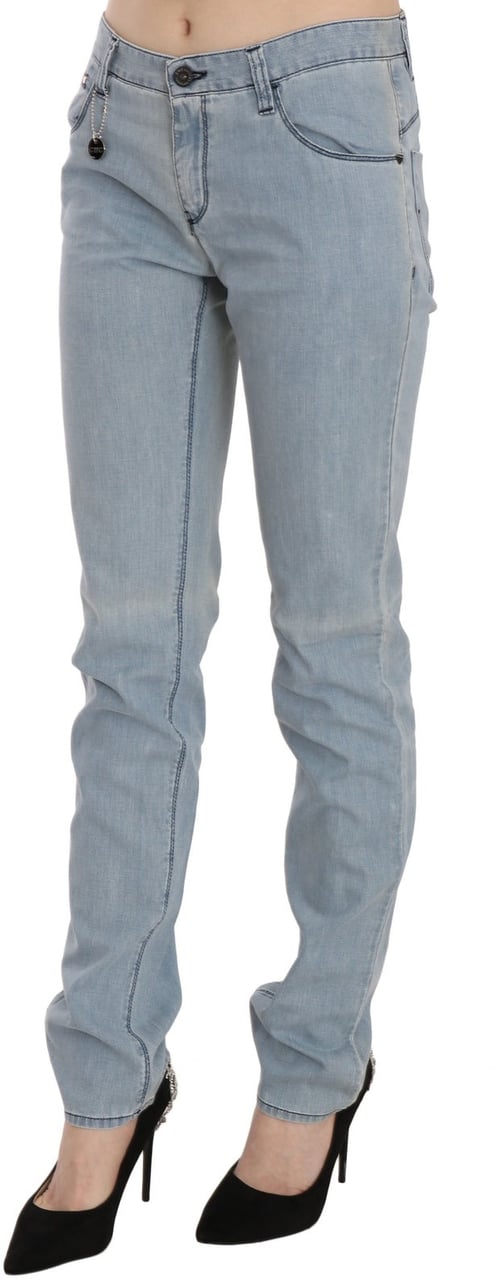 Costume National Light Blue Mid Waist Skinny Denim Jeans Blauw