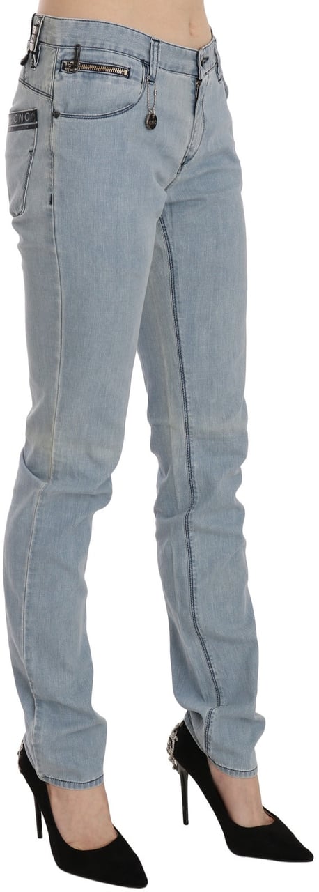 Costume National Light Blue Mid Waist Skinny Denim Jeans Blauw