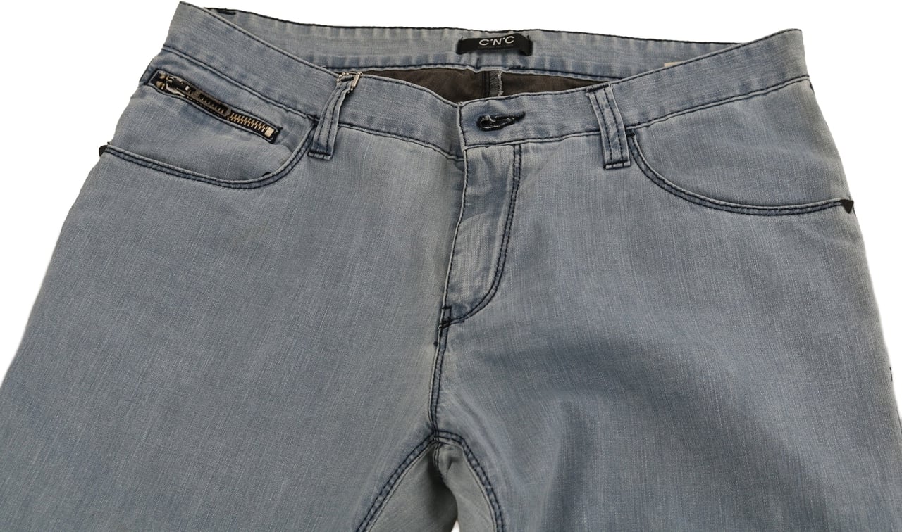 Costume National Light Blue Mid Waist Skinny Denim Jeans Blauw