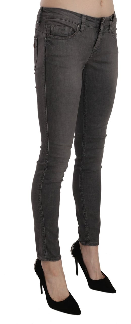 Costume National Gray Washed Low Waist Skinny Jeans Grijs