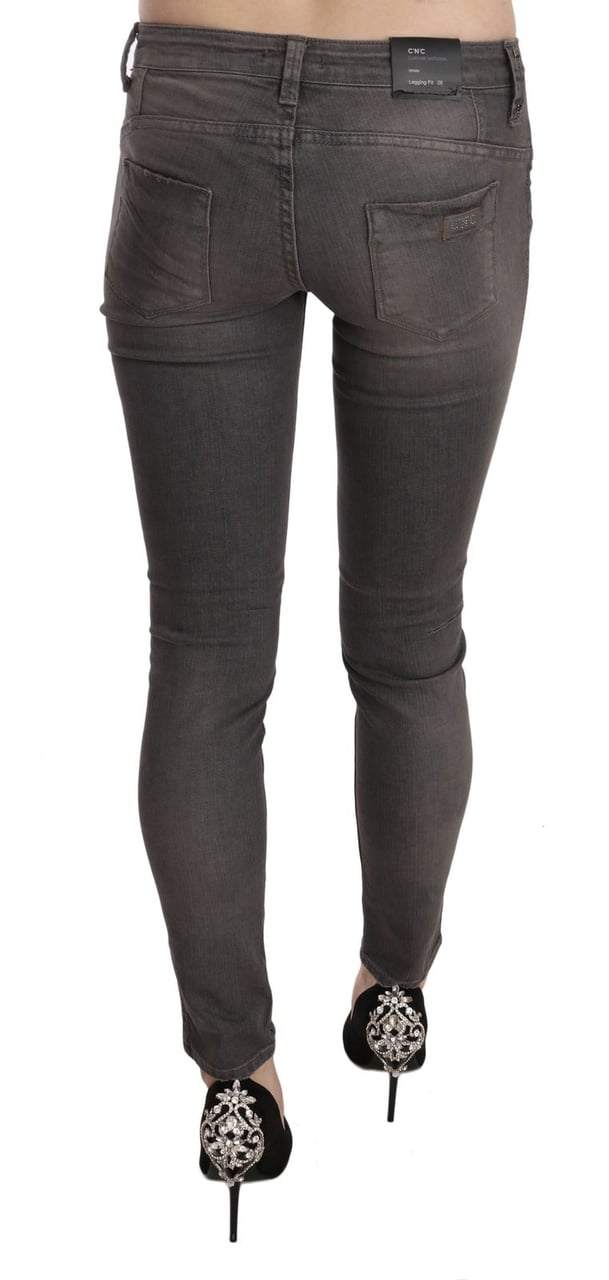Costume National Gray Washed Low Waist Skinny Jeans Grijs