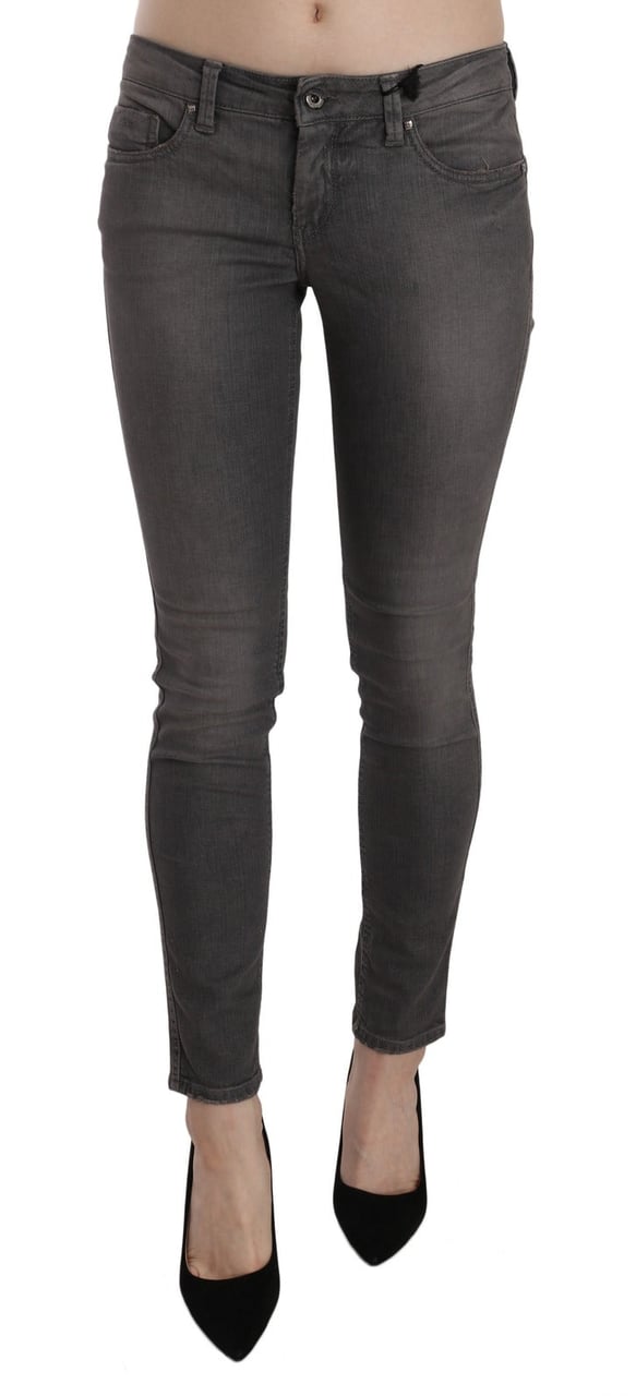 Costume National Gray Washed Low Waist Skinny Jeans Grijs