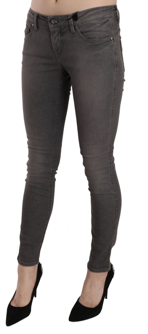 Costume National Gray Washed Low Waist Skinny Jeans Grijs