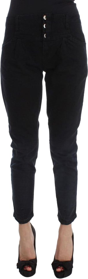 Costume National Black Cotton Cropped Jeans Zwart