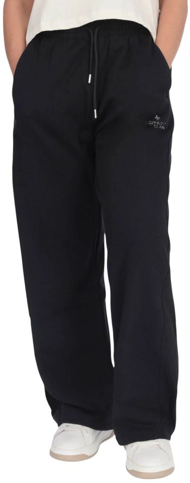 County of Milan Black Cotton Joggers (Workout Pants) Zwart