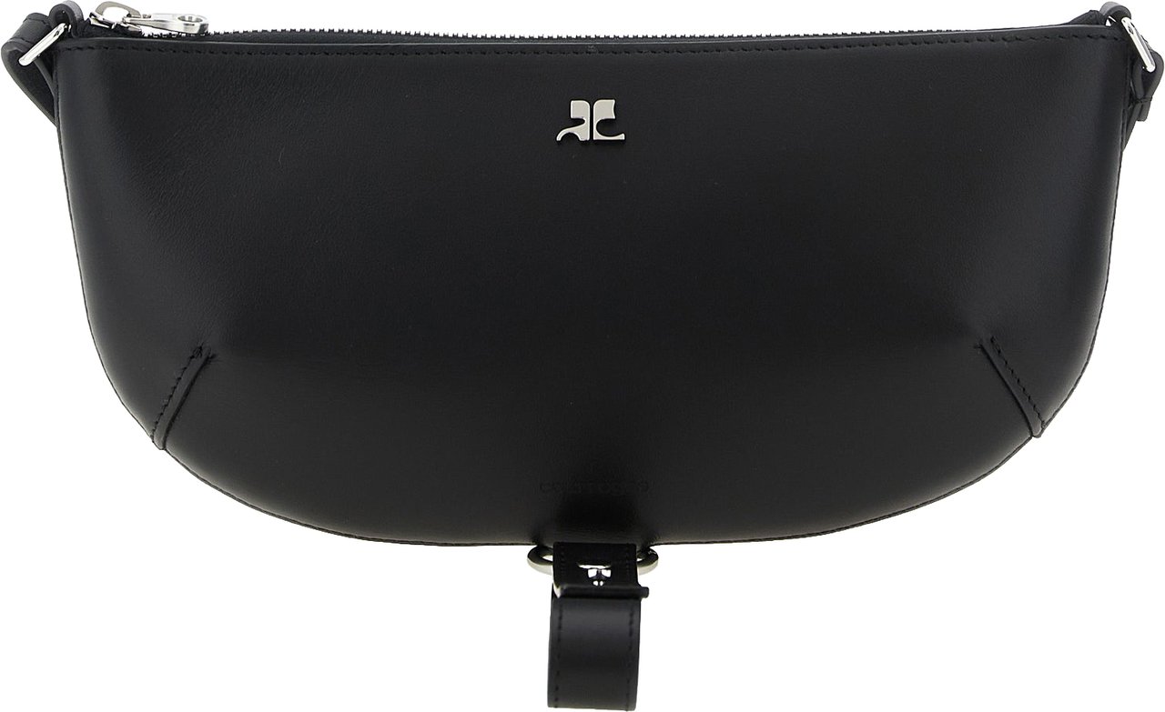 COURREGES Courrèges Black Calfskin Shoulder Bag Zwart