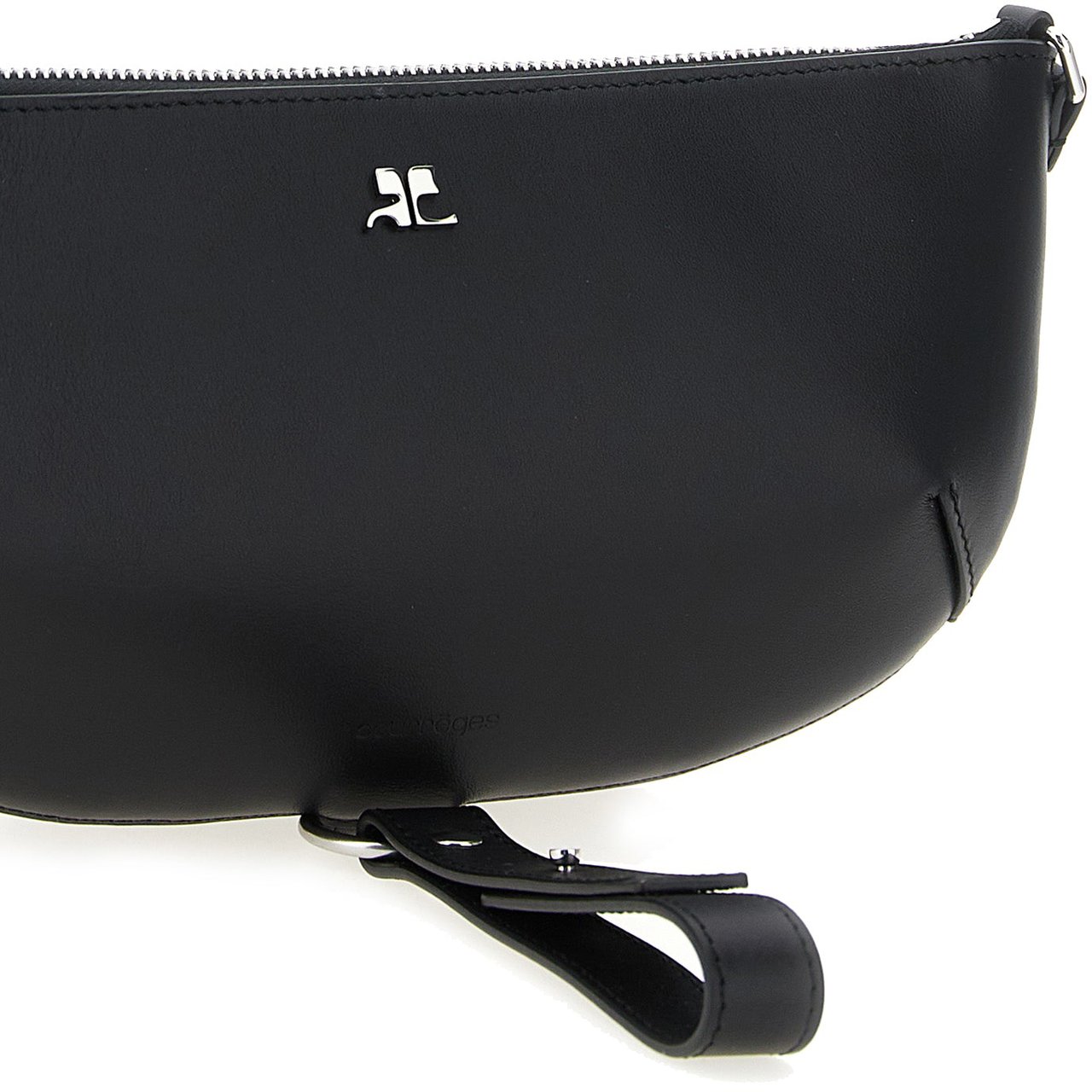 COURREGES Courrèges Black Calfskin Shoulder Bag Zwart
