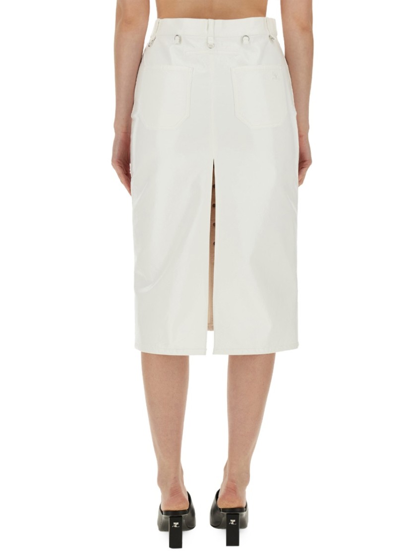 COURREGES Midi Skirt With Front Button Detailing And Back Slit Wit
